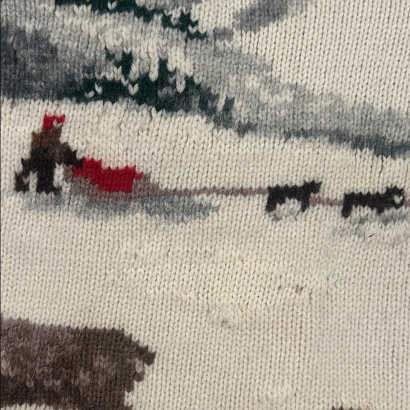 Vintage Ralph Lauren Cream and Blue Winter Cardigan - Picture 6 of 11